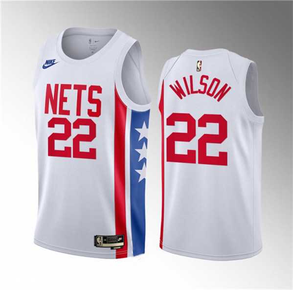 Men%27s Brooklyn Nets #22 Jalen Wilson White 2023 Draft Classic Edition Stitched Basketball Jersey Dzhi